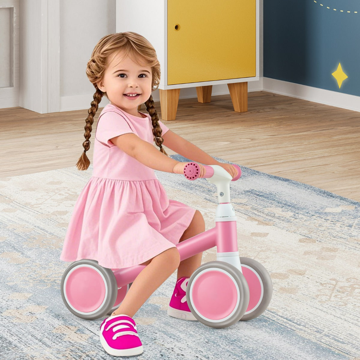Bicicletta equilibrio per bambini con sella regolabili in altezza, Giocattolo senza pedali per bambini da 1 a 3 anni Rosa-Biciclette e tricicli
