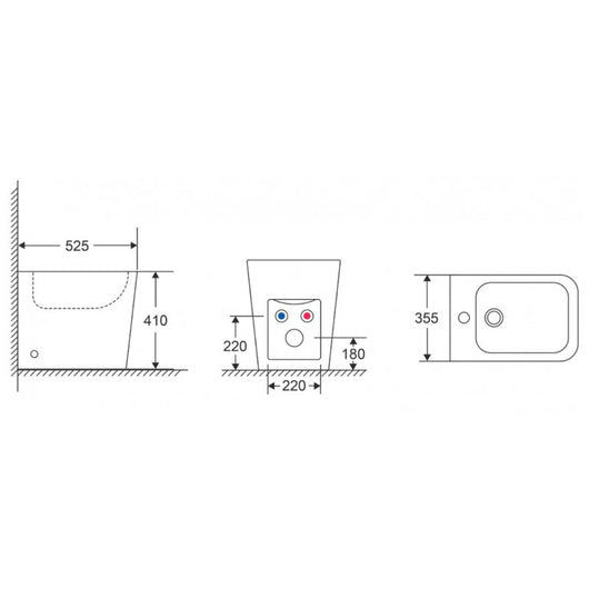 Bidet da appoggio nero DOUA 52,5x35,5x41 cm