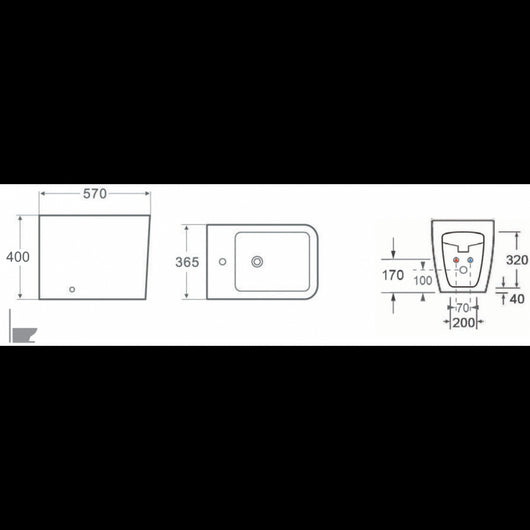 NENY bidet da appoggio 57x40x36,5 cm in porcellana