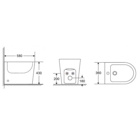 ZINA bidet da appoggio 58x36x43 cm