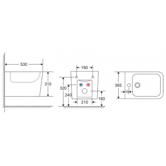 BOFY bidet sospeso bianco in porcellana 53x36,5x31,5 cm