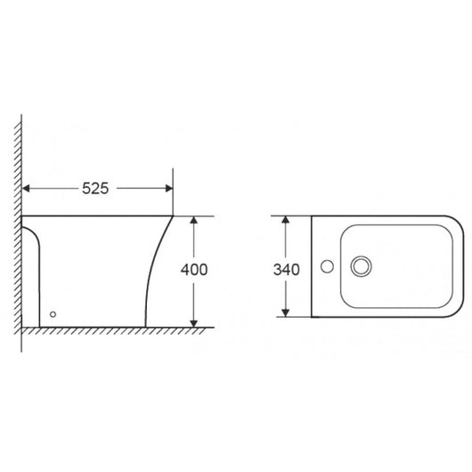 BTW bidet da appoggio AMPIFOLIS 52,5x34x40 cm