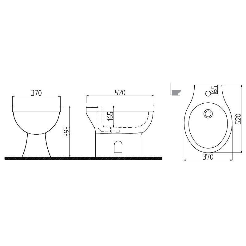 Bidet da appoggio BTW ARKA 52x39,5x36 cm