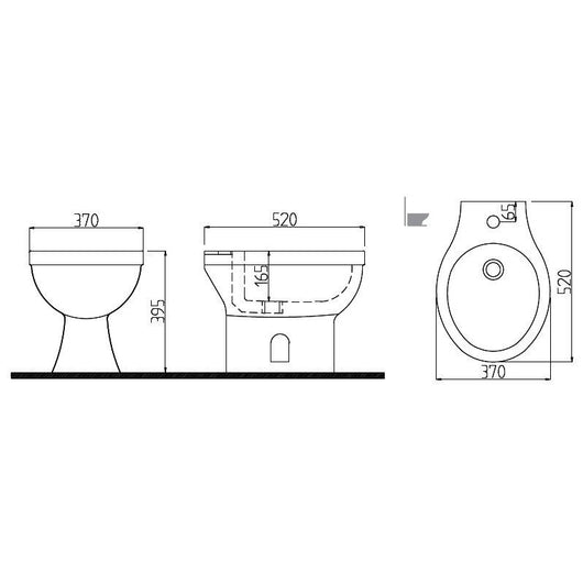 Bidet da appoggio BTW ARKA 52x39,5x36 cm