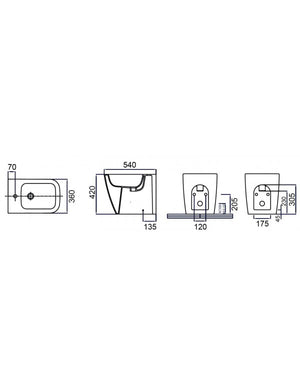 Bidet da appoggio BTW LEGEND 35,5x52x40cm