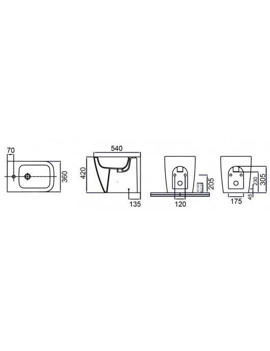 Bidet da appoggio BTW LEGEND 35,5x52x40cm