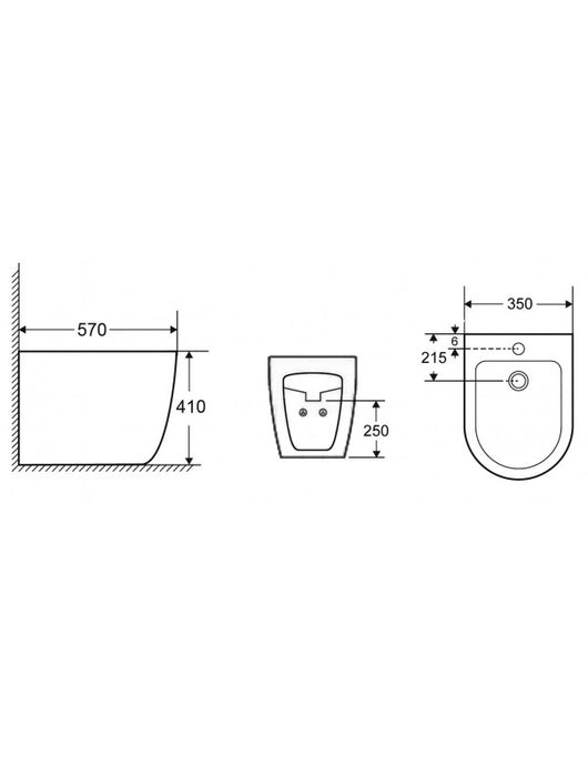BTW bidet MILOS nero 57x41x36,5 cm
