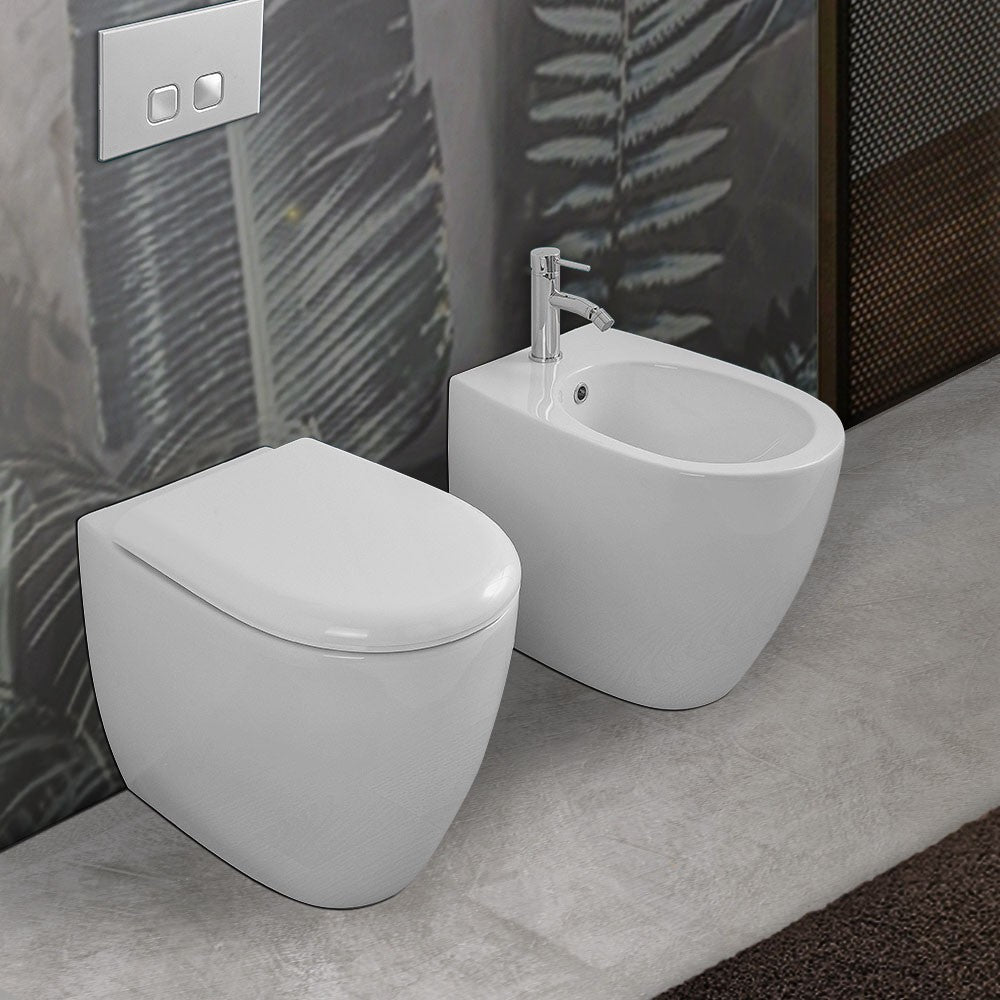 Bidet filo muro per anziani alto 49 ceramica bianca serie Comoda