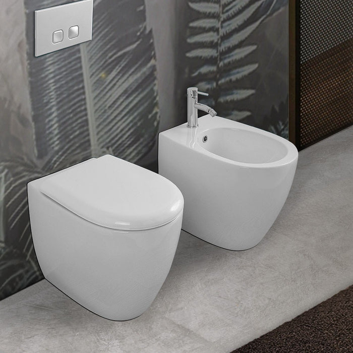 Bidet filo muro per anziani alto 49 ceramica bianca serie Comoda