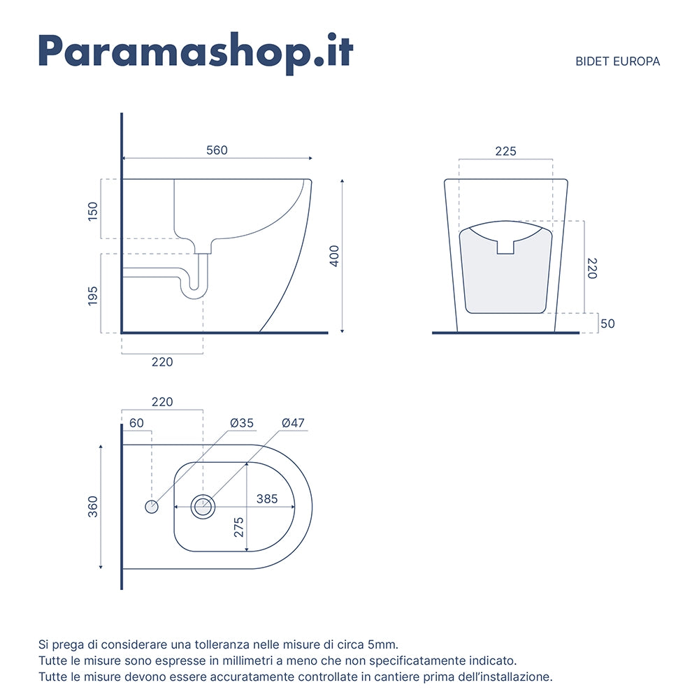 Sanitari filomuro in ceramica bianco opaco vaso rimless con copriwc soft-close e bidet | Europa