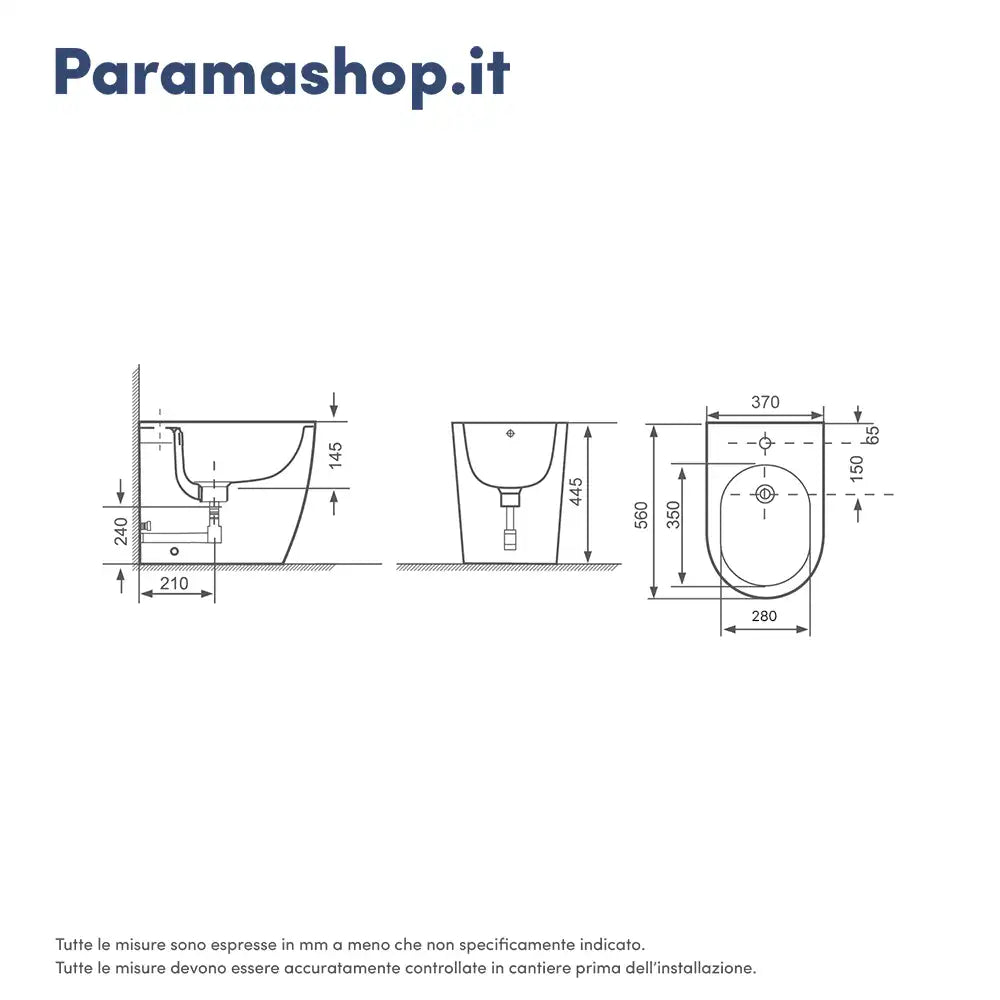 Sanitari filomuro comfort in ceramica bianco lucido vaso rimless h44,5 cm con copriwc soft-close e bidet | Europa