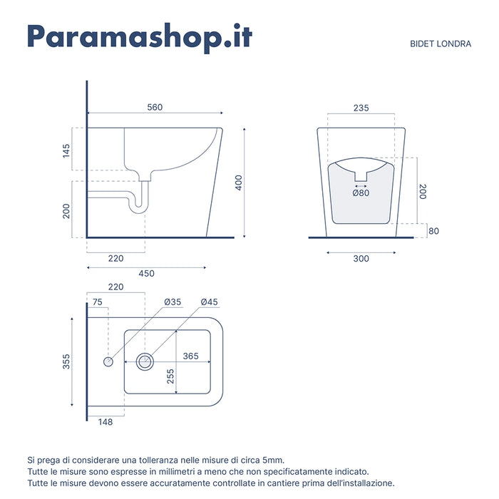 Vaso filomuro rimless in ceramica grigio opaco con sedile soft-close | Londra