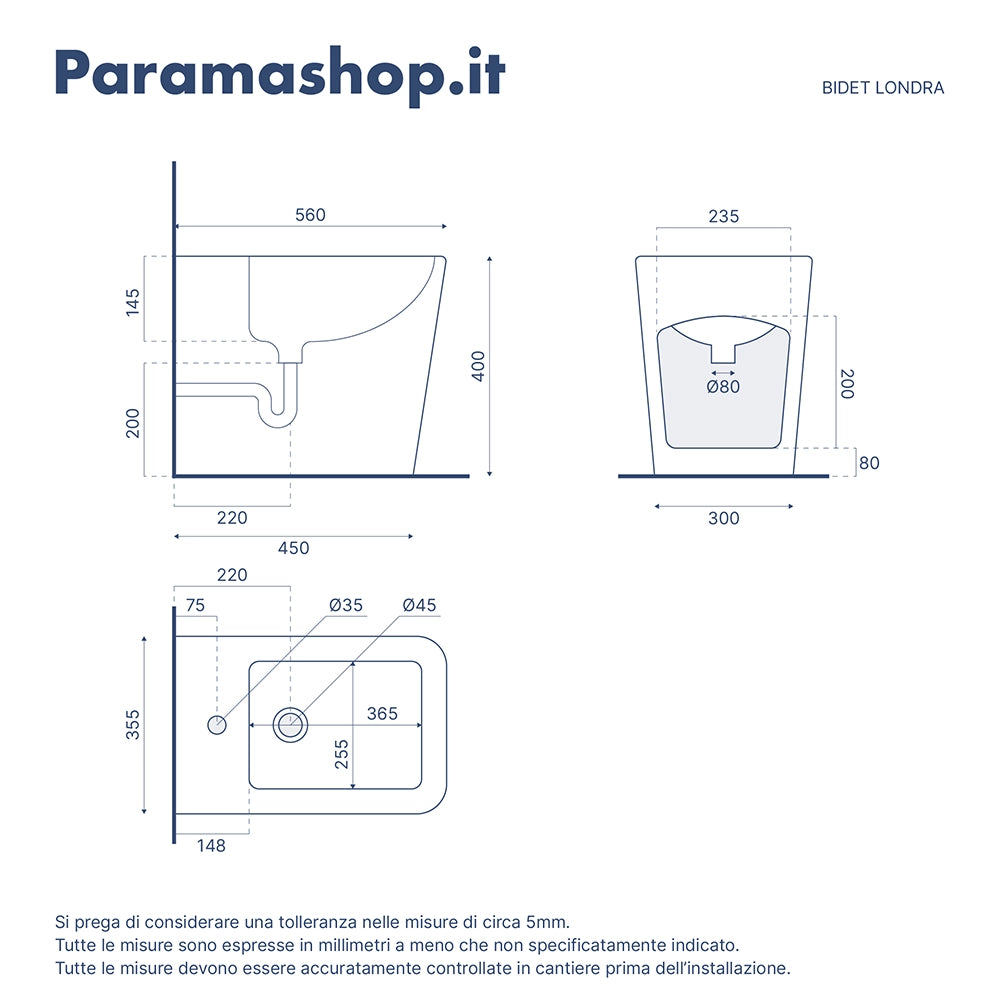 Vaso filomuro rimless in ceramica nero opaco con sedile soft-close | Londra