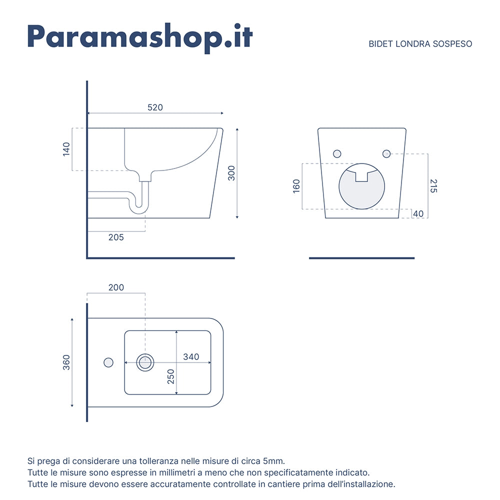 Coppia di sanitari sospesi in ceramica bianco lucido vaso rimless con copriwc soft-close e bidet | Londra