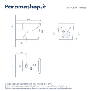 Coppia di sanitari sospesi in ceramica bianco lucido vaso rimless con copriwc soft-close e bidet | Londra