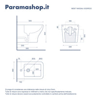 Sanitari sospesi rimless in ceramica bianco lucido: vaso bidet e copriwc soft-close | Nassau