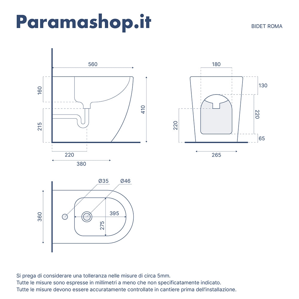 Sanitari filo muro in ceramica vaso + bidet + sedile soft close  | Roma
