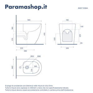 Sanitari filo muro in ceramica vaso + bidet + sedile soft close  | Roma