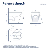 Sanitari filomuro in ceramica rimless grigio opaco: vaso, bidet e copriwc soft-close | Vienna