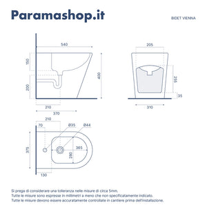 Sanitari filomuro in ceramica rimless grigio opaco: vaso, bidet e copriwc soft-close | Vienna