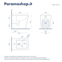 Coppia sanitari in ceramica filomuro vaso rimless, bidet e copri-wc grigio opaco | Kyoto