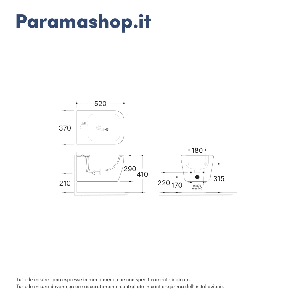 Coppia di sanitari sospesi in ceramica wc rimless + bidet bianco lucido e copri-wc soft-close | Lisbona