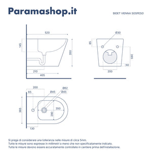Sanitari sospesi in ceramica rimless nero opaco: vaso, bidet e copriwc soft-close | Vienna