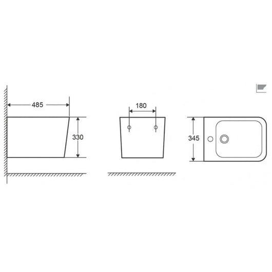 BOFY2 Bidet sospeso in porcellana 48,5x34,5x33 cm
