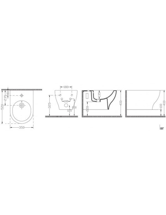 EOLIS bidet sospeso in ceramica 52x30x35 cm