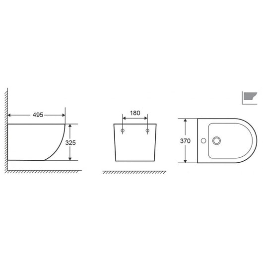 Bidet sospeso nero MILOS 49,5x32,5x37 cm sospeso