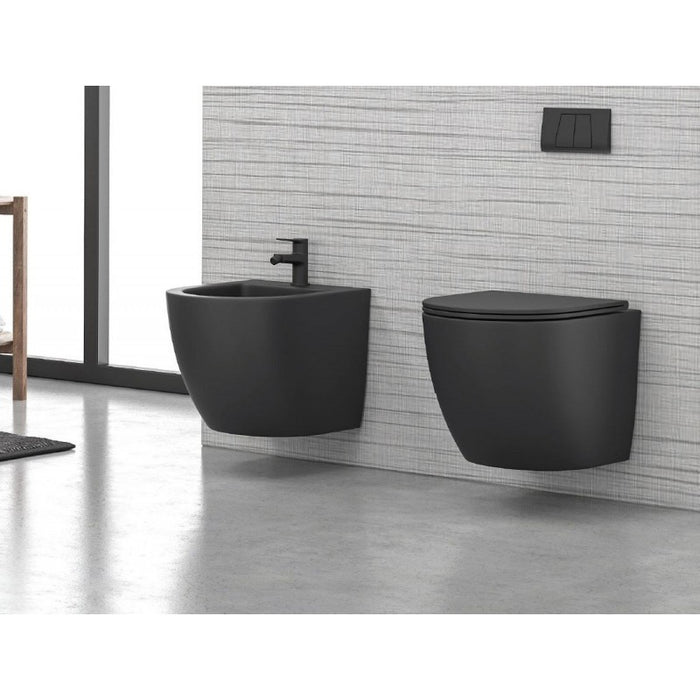 WC MILOS nero senza brida 57x36x38 cm con sedile WC con chiusura ammortizzata