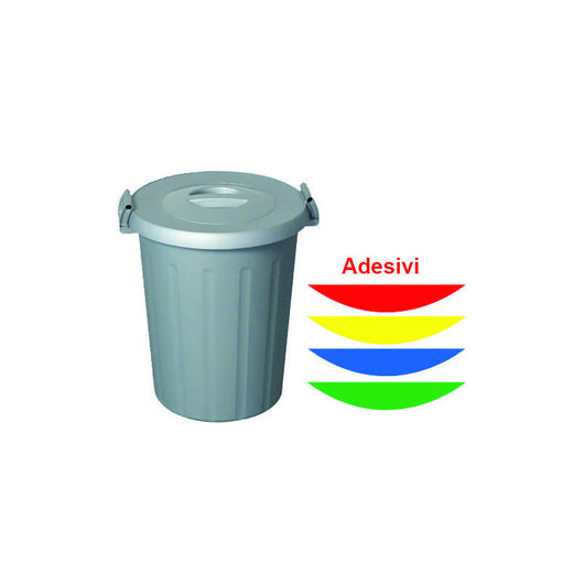 Bidone 25L grigio con coperchio e manici – ICS – Contenitore multiuso compatto