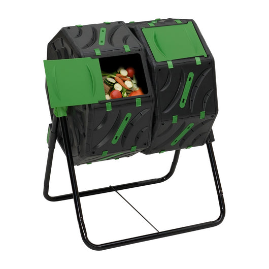 IDMarket - Bidone per compost rotante a doppia vasca da 140 l