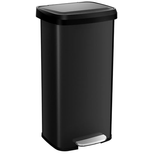 Cestino dell'immondizia in acciaio inox con coperchio con chiusura automatica, Bidone della spazzatura 68L Nero-Organizzazione della cucina