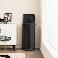 Cestino dell'immondizia in acciaio inox con coperchio con chiusura automatica, Bidone della spazzatura 68L Nero-Organizzazione della cucina