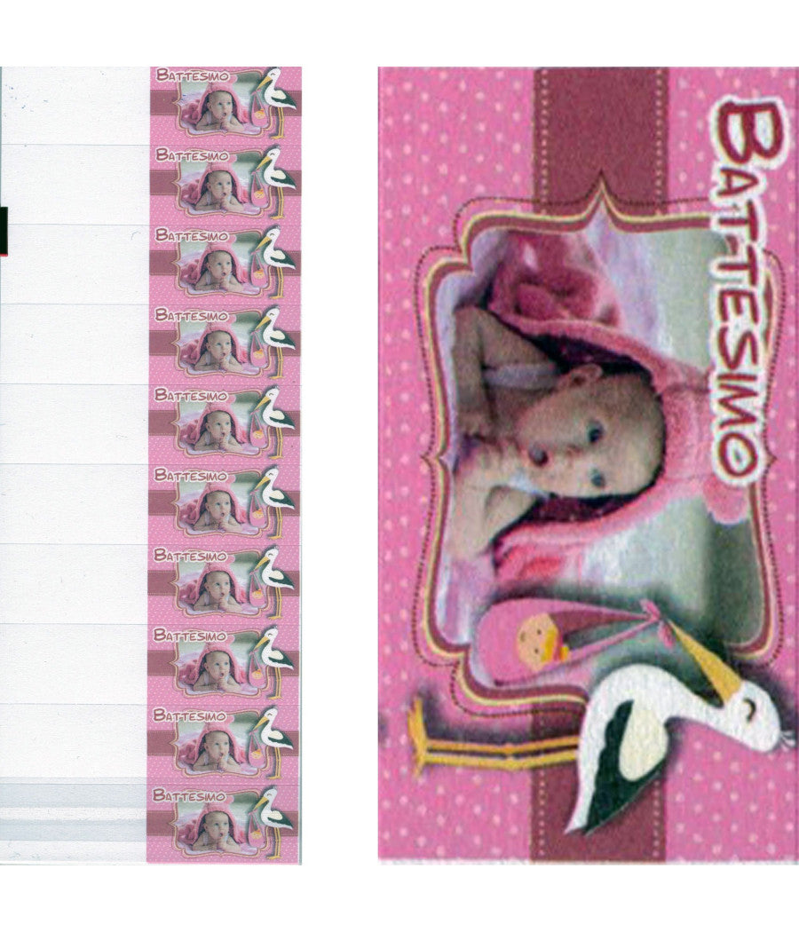 Bigliettini Per Bomboniere Battesimo Bambina Rosa Cicogna Stampabili Pretagliati         
