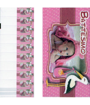 Bigliettini Per Bomboniere Battesimo Bambina Rosa Cicogna Stampabili Pretagliati         