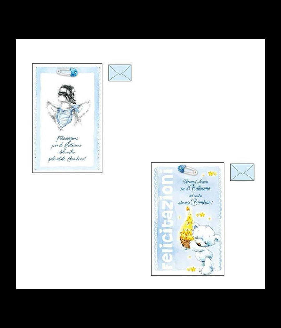 Biglietto Auguri Battesimo Azzurro Bambino Glitter Nascita Congratulazioni Busta         