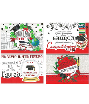 Biglietto Auguri Laurea Congratulazioni 11,7x17cm Busta Rosso Un Pensiero Per Te         