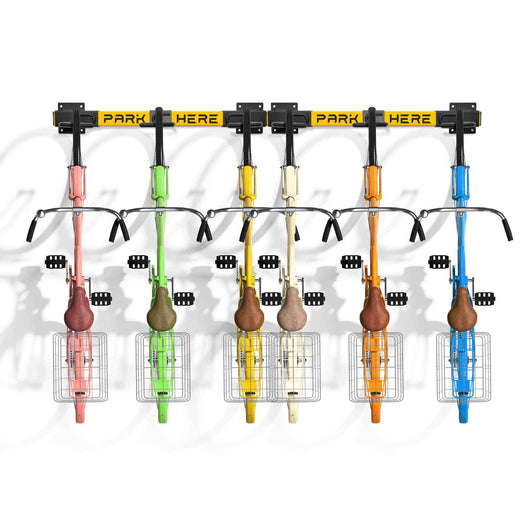 Bringer - Rastrelliera fermabici da muro 6 posti portabici verticale in acciaio zincato con ganci rivestiti in PVC. Bike Rack modulare regolabile compatibile con tutti i modelli di bicicletta.