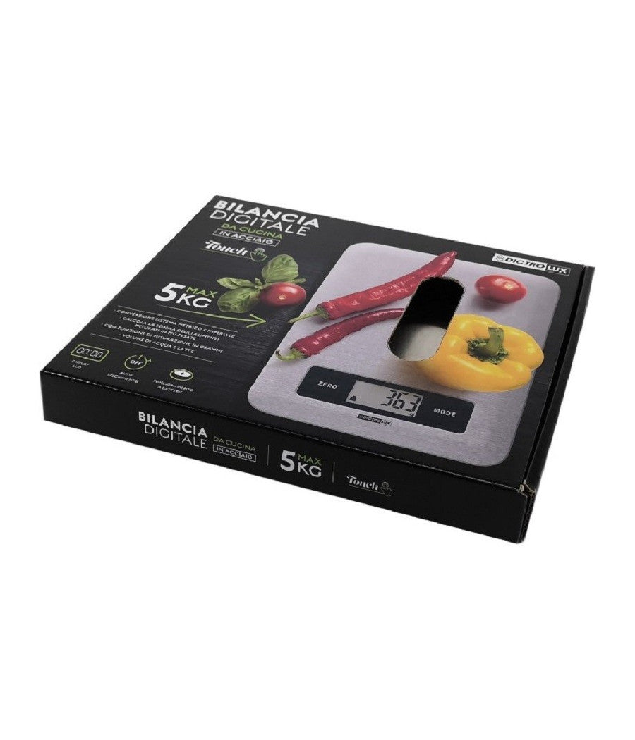 Bilancia Da Cucina Digitale Touch In Acciaio Portata Max. 5kg Display Lcd 580022         