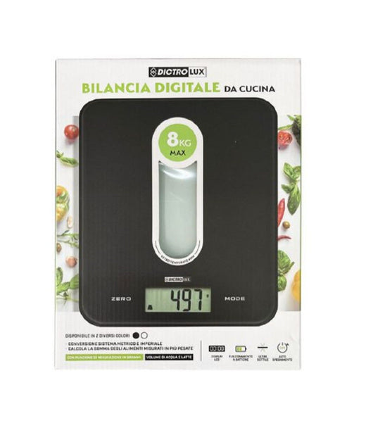 Bilancia Digitale Da Cucina A Batteria 8kg Display Lcd Luminoso 2 Colori 580002         