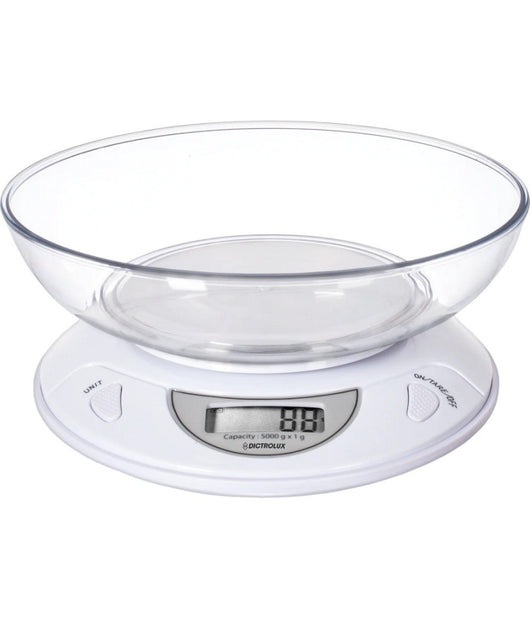 Bilancia Digitale Da Cucina A Batteria Pesa Fino A 5kg Display Lcd Bianco 541907         