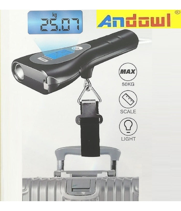 Bilancia Digitale Portatile Per Bagagli Fino A 50kg Metro Torcia Display Q-t158         