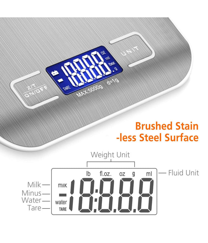 Bilancia Elettronica Digitale Da Cucina Digitale In Acciaio Inossidabile Max 5kg         