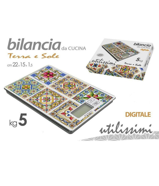 Bilancia Portatile Da Cucina Digitale Max. 5kg 22x15x1,5cm Decoro Mosaico 828508         