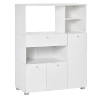 Mobile Cucina per Microonde con Armadietti, Mensole e Cassetto, Credenza Moderna in Legno 90x40x120cm Bianco
