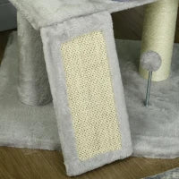 Albero per gatti albero per arrampicarsi per gatti multi-accessori tiragraffi 4 piattaforme 1 nicchia 1 cestino altezza 146 cm grigio