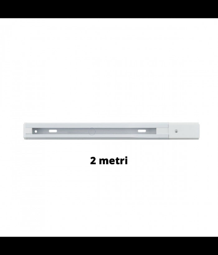 Binario 2mt Elettrificato 2poli Rinforzato Monofase Bianco Faro A Pista Pista-2b         