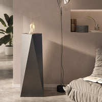 Biocamino da pavimento Nairobi Nero 1,5 kW – altezza 120 cm, struttura acciaio nero, vetri protettivi – Tecno Air System